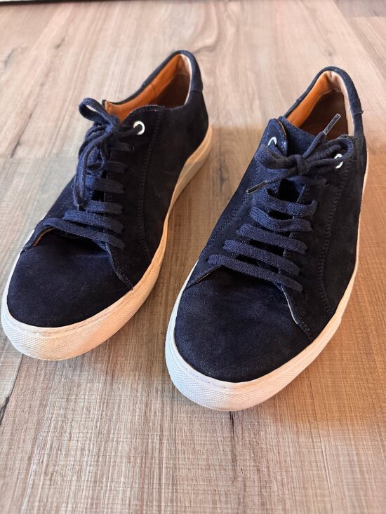 Suit Supply navy suede low-top sneakers